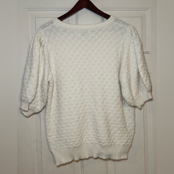 FRNCH Women’s Joelle Short Balloon Sleeve Sweater‎ Cream Size Large - Picture 5 of 5